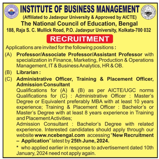 IBM Kolkata Teaching & Non-Teaching Recruitment 2024