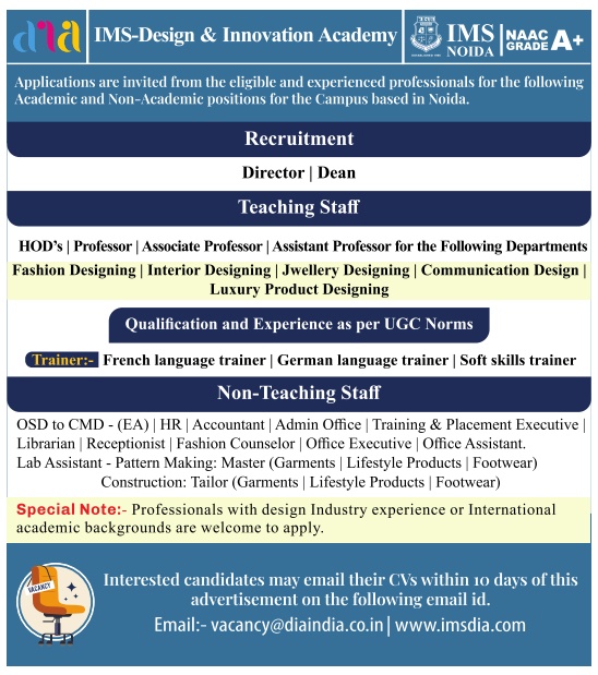 IMS Noida Teaching & Non-Teaching Recruitment 2024