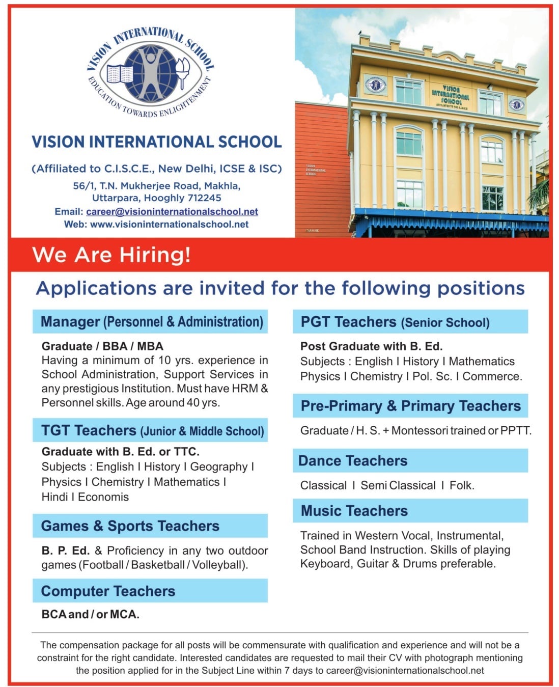 VIS Hooghly Teaching & Non Teaching Recruitment 2023