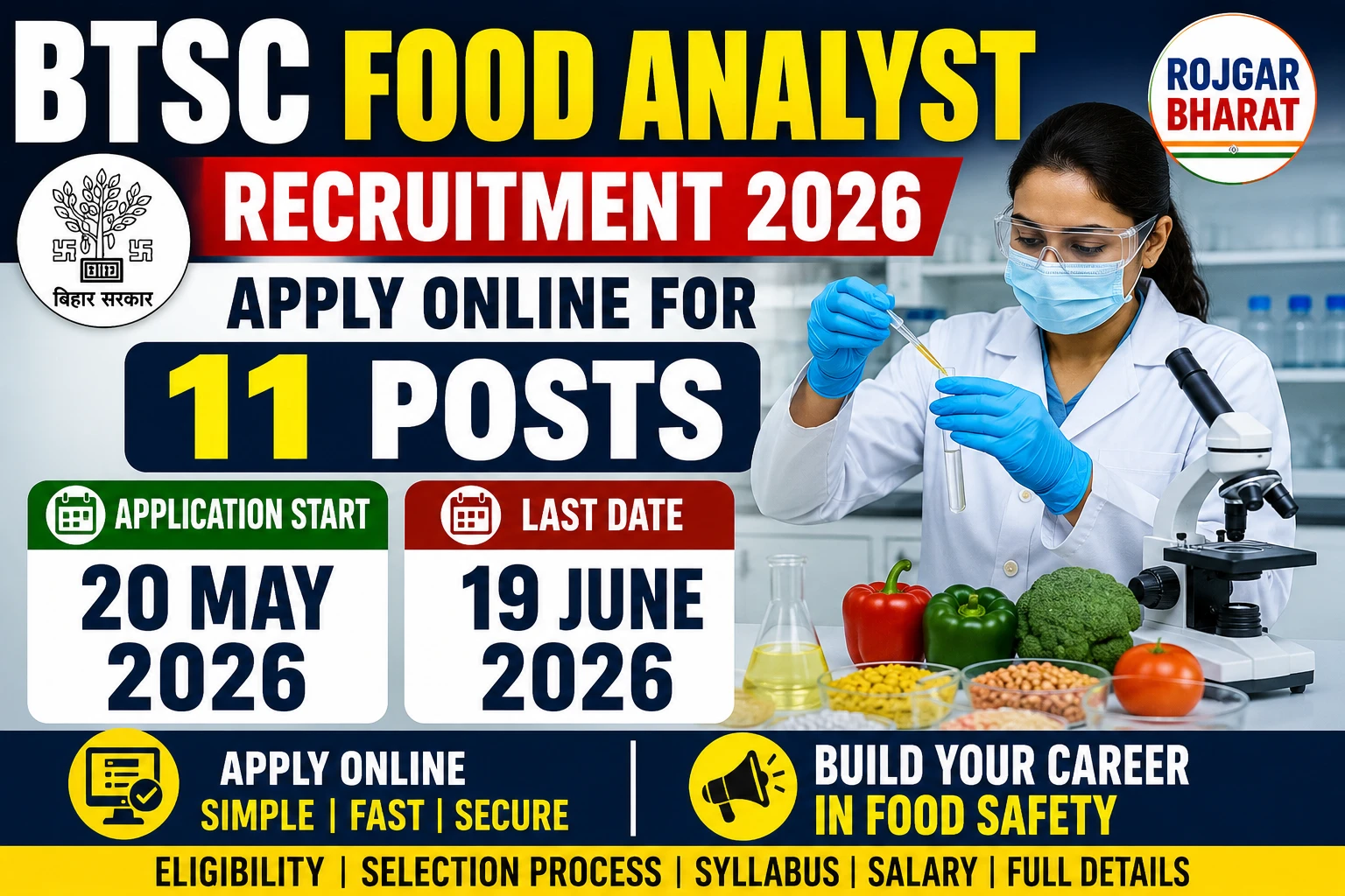 BTSC Food Analyst Recruitment 2026 Apply Online for 11 Posts