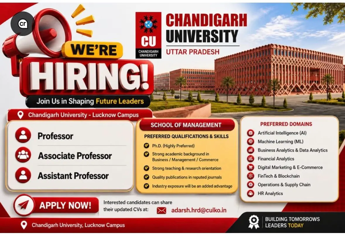 Chandigarh University, UP, Non-Teaching Recruitment 2026