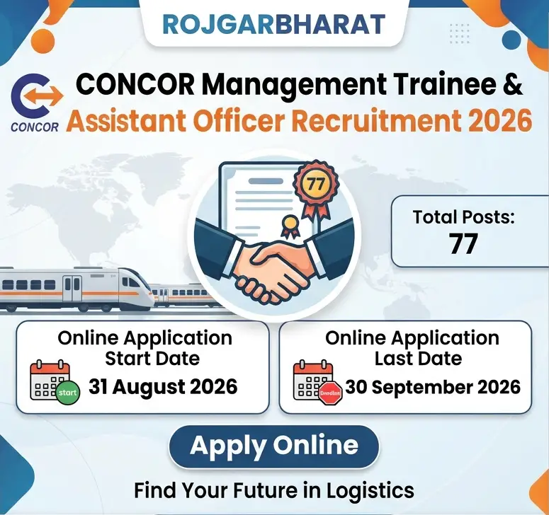 CONCOR Management Trainee & Assistant Officer Recruitment 2026 Notification Out for 77 Posts – Apply Online