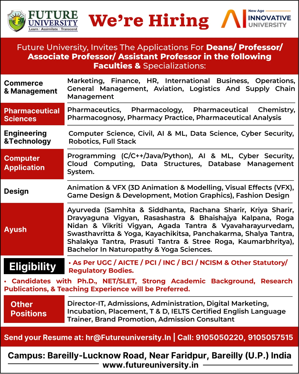 Future University Teaching Non-Teaching Recruitment 2026