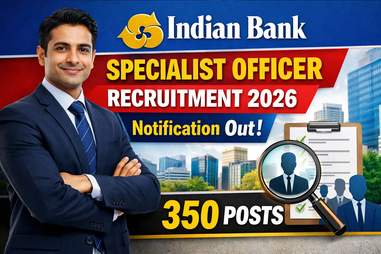Indian Bank Specialist Officer Recruitment 2026 Notification Out for 350 Posts