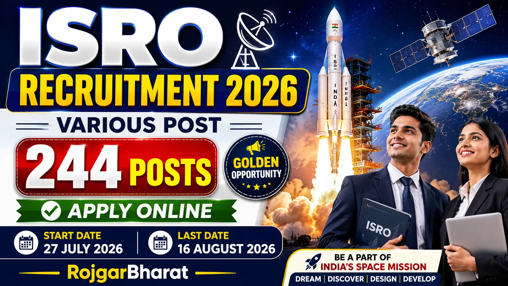 ISRO Various Post Recruitment 2026 Notification Out 244 Posts