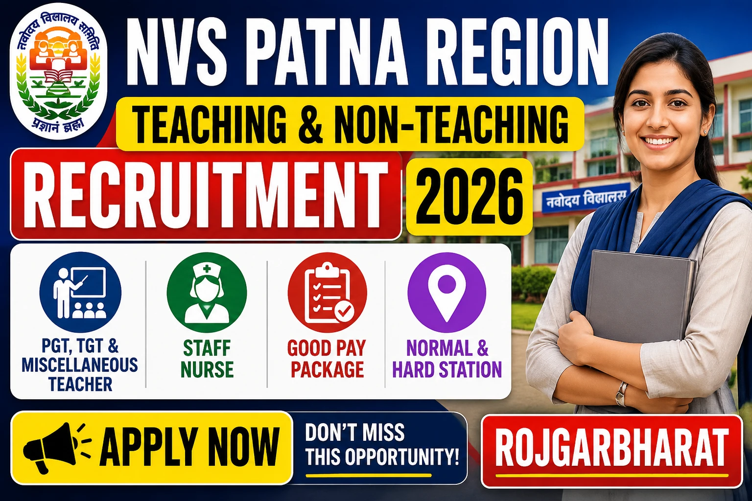 NVS Patna Region Teaching and Non-Teaching Recruitment 2026 Apply Now