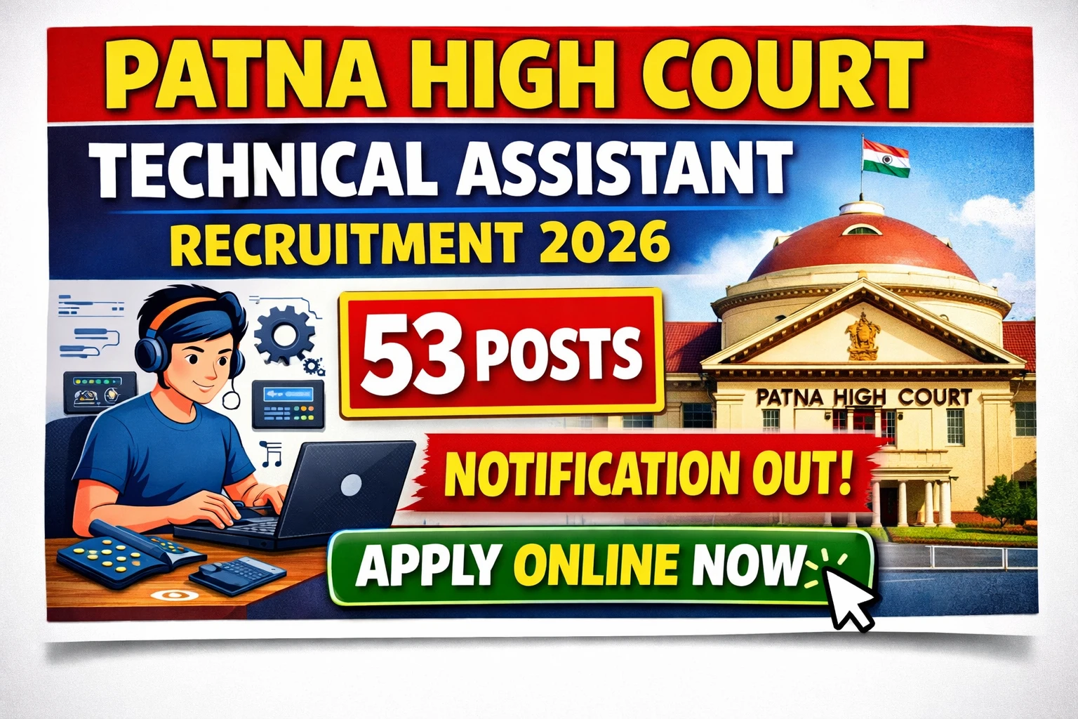 Patna High Court Technical Assistant Recruitment 2026 Notification Out 53 Posts Apply Online