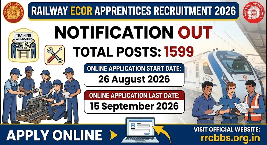 Railway ECOR Apprentices Recruitment 2026 Notification Out for 1599 Posts – Apply Online