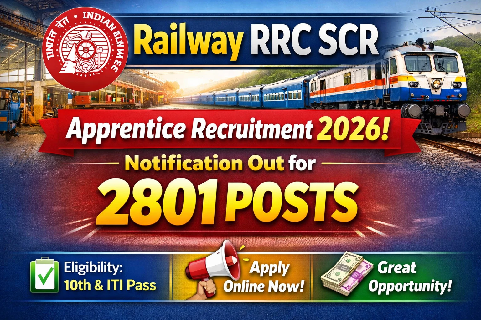 Railway RRC SCR Apprentice Recruitment 2026 Notification Out for 2801 Posts