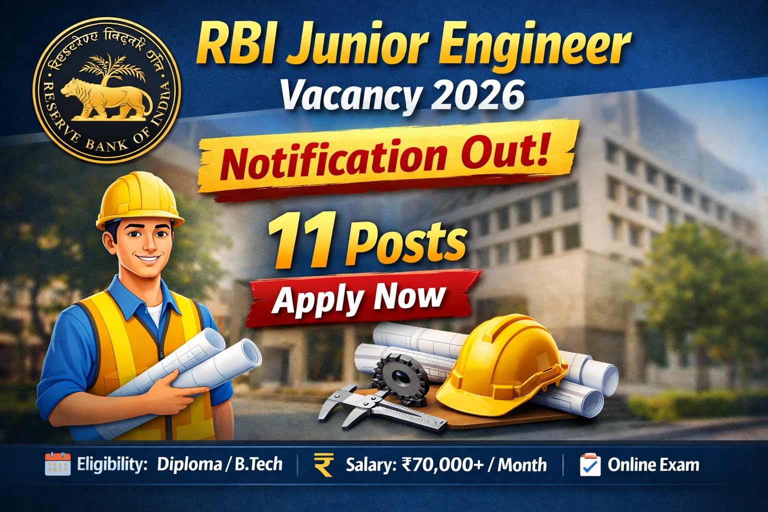 RBI Junior Engineer Vacancy 2026 Notification Out – 11 Posts Apply Now