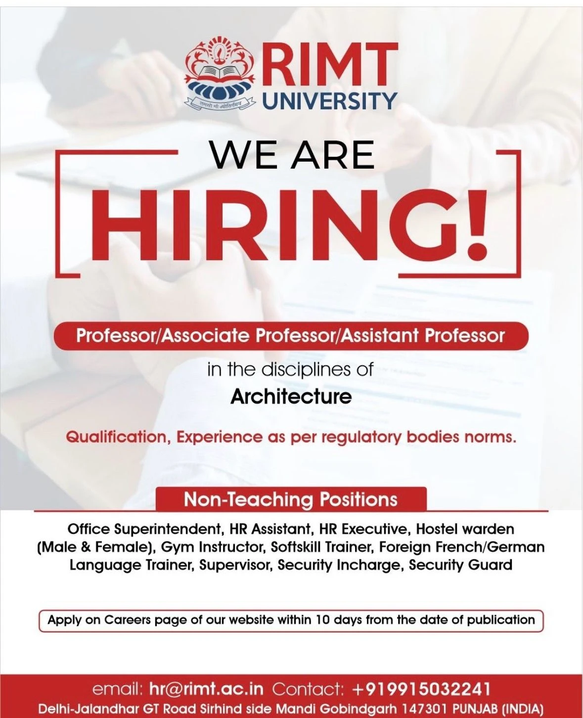 RIMT University Teaching Non-Teaching Recruitment 2026