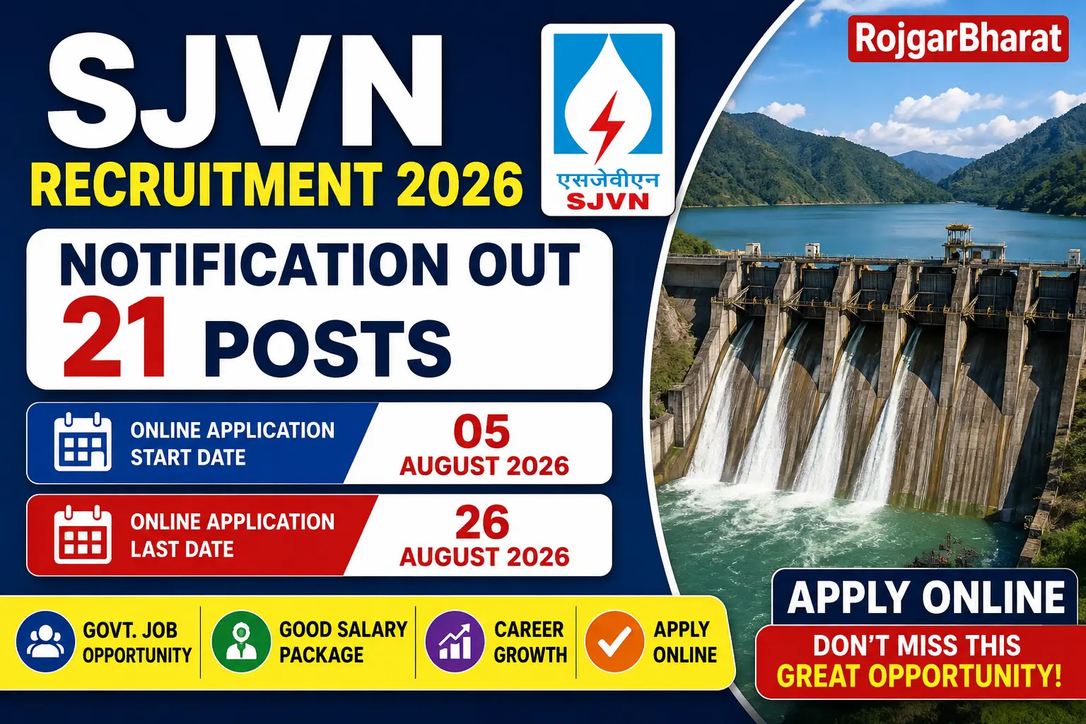 SJVN Recruitment 2026 Notification Out 21 Posts