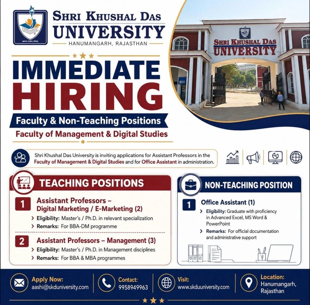 SKD University Teaching Non-Teaching Position Recruitment 2026 