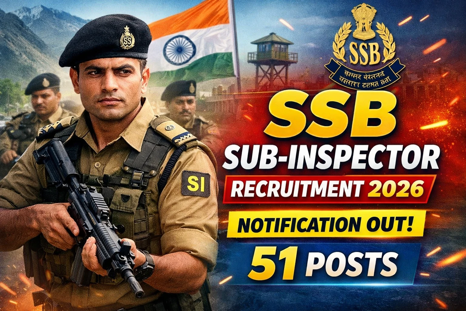SSB Sub-Inspector Recruitment 2026 Notification Out for 51 Posts