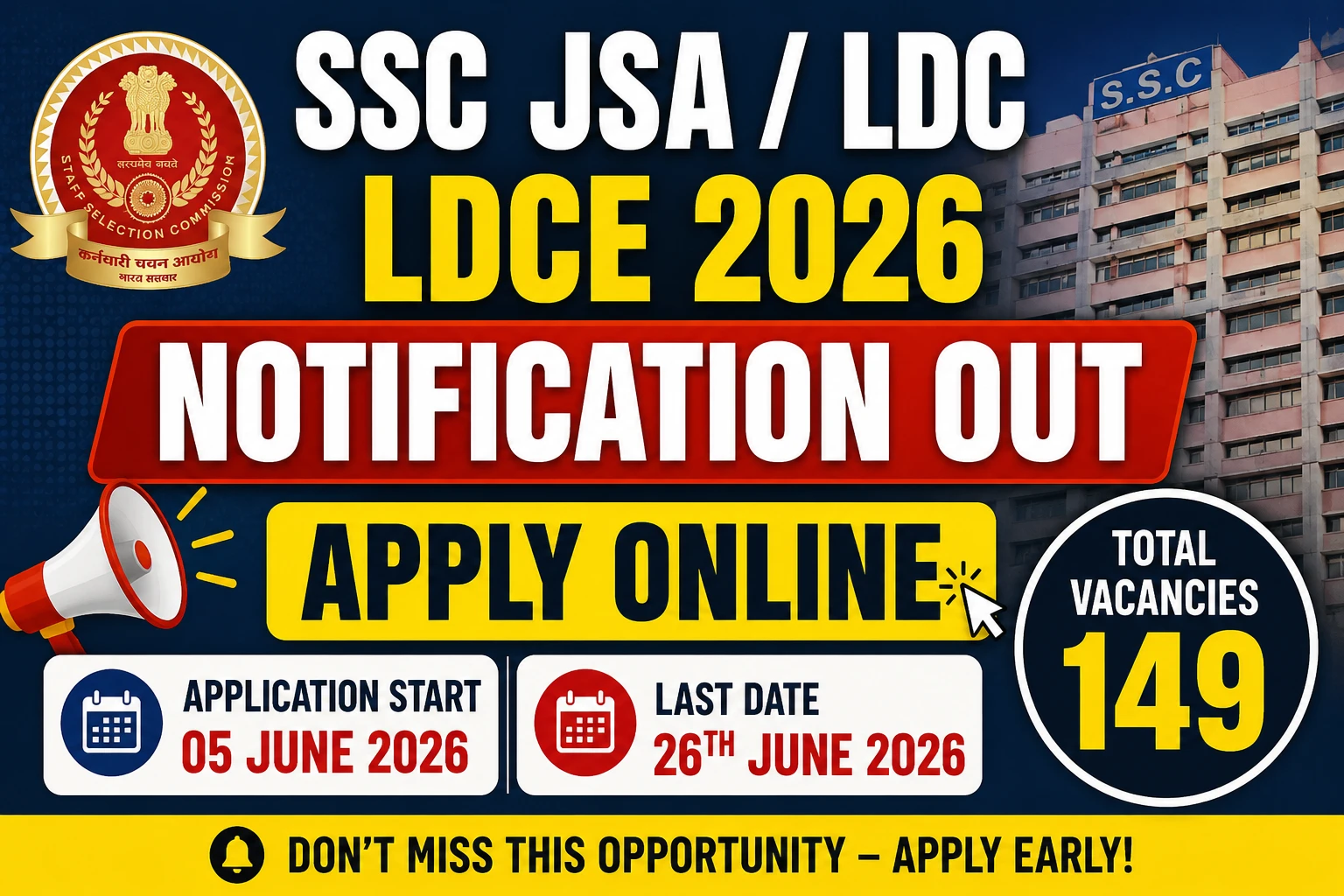 SSC JSA / LDC LDCE Recruitment 2026 Apply Online
