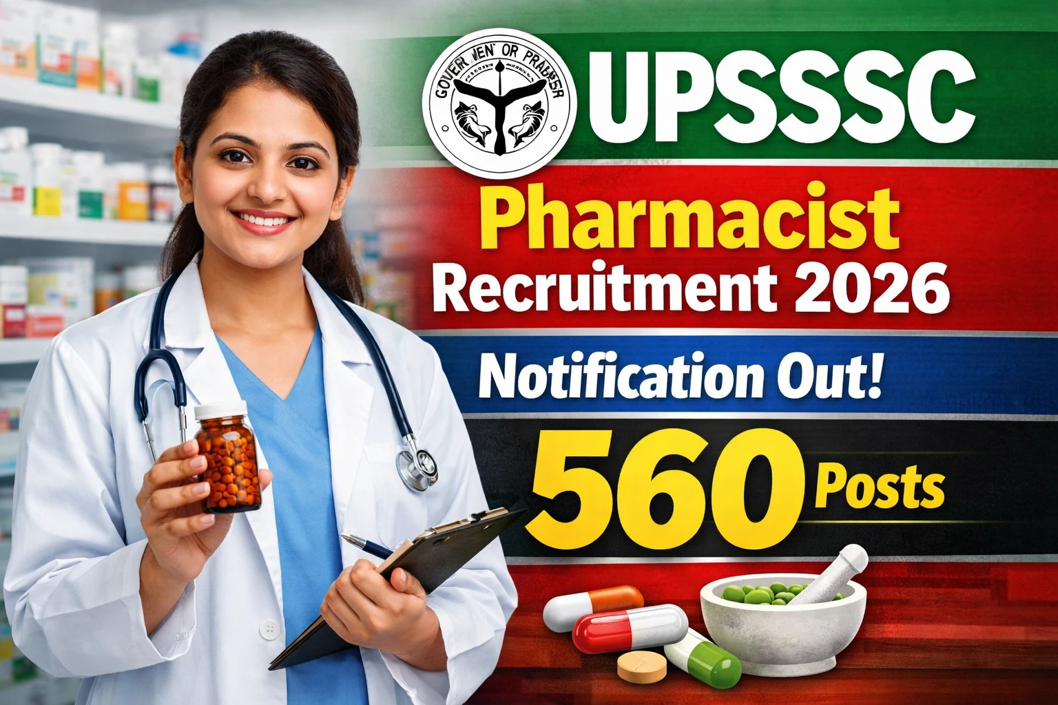 UPSSSC Pharmacist Recruitment 2026 Notification Out 560 Posts